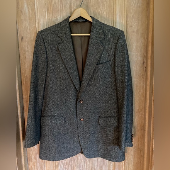 Vintage Benchley Limited Classic Wool Tweed Blazer Leather Wrapped Buttons - Picture 1 of 8